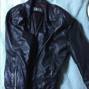 Vintage Italian black leather jacket